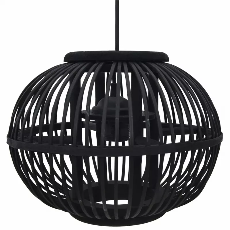 Lampă suspendată, negru, 30 x 22 cm, răchită, 40 W, glob, E27, [],mobideco.ro