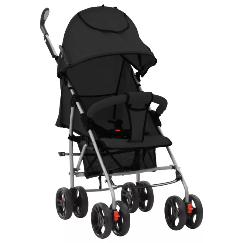 Landou/cărucior pliabil copii 2-in-1, negru, oțel, [],mobideco.ro
