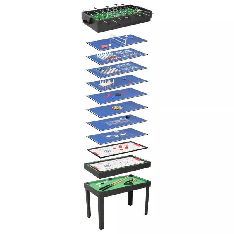 Masă de jocuri multiple 15-in-1, 121 x 61 x 82 cm, negru, [],mobideco.ro