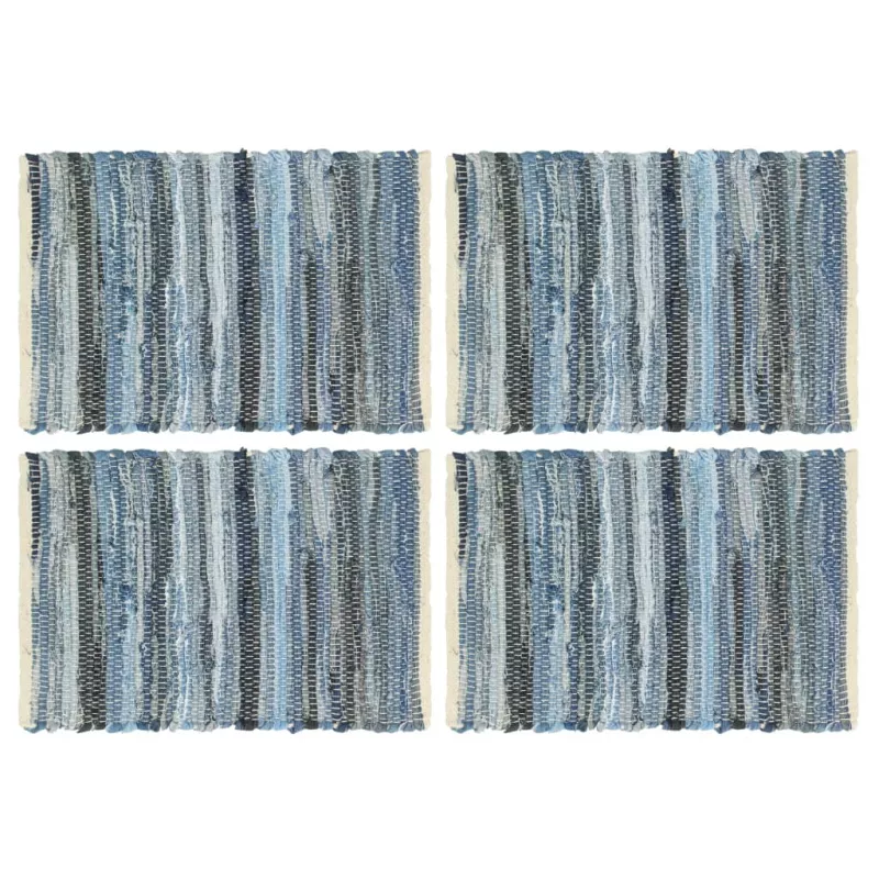 Naproane, 4 buc., chindi, albastru denim, 30 x 45 cm, bumbac, [],mobideco.ro