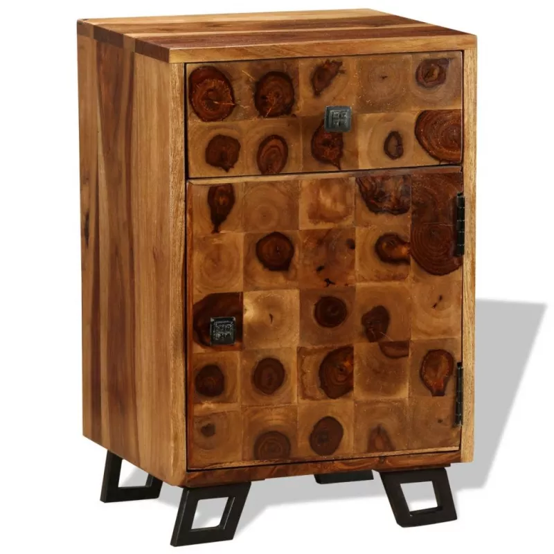 Noptieră din lemn masiv de sheesham, 37 x 30 x 54 cm, [],mobideco.ro