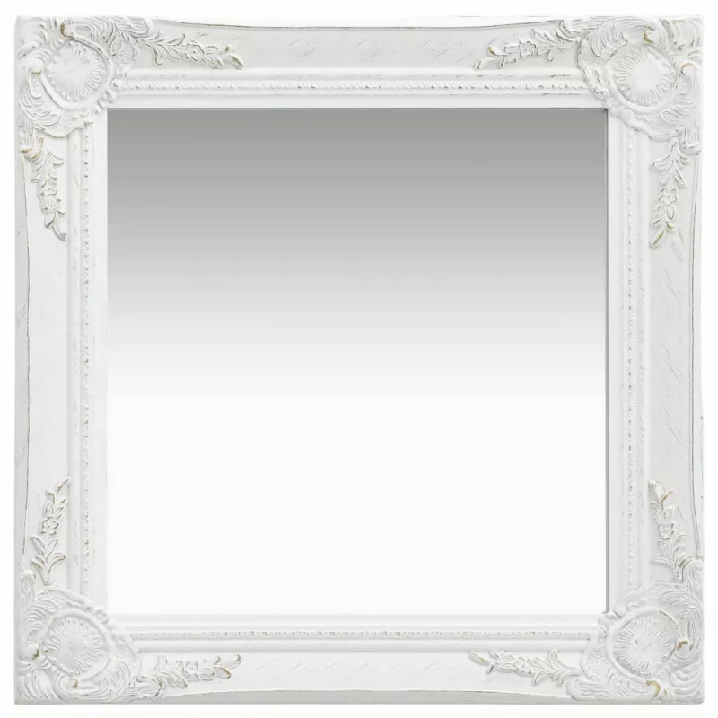 Oglindă de perete in stil baroc, alb, 50 x 50 cm, [],https:mobideco.ro