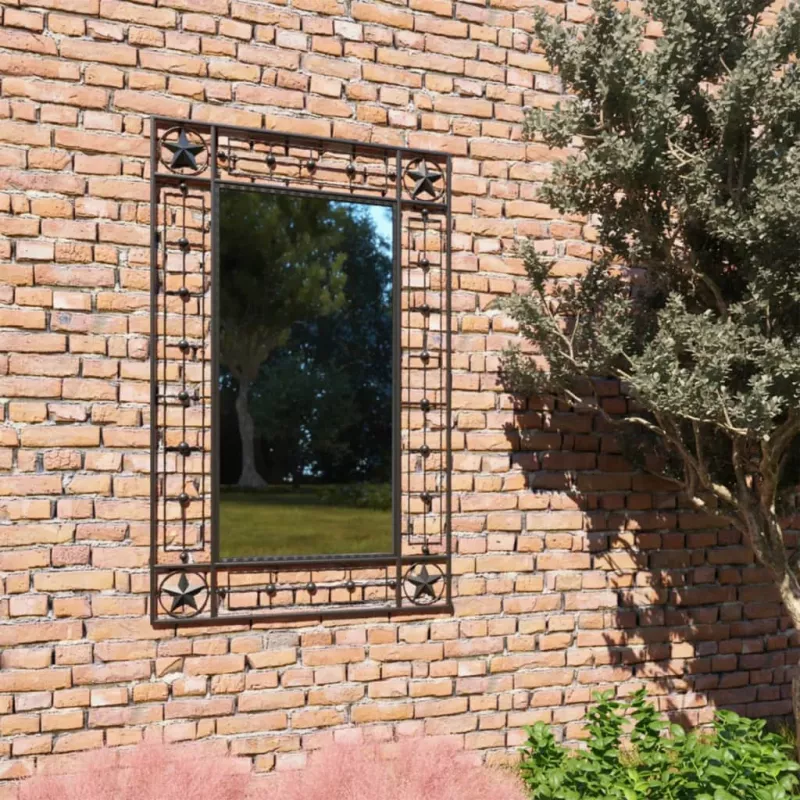 Oglindă de perete de grădină, negru, 50x80 cm, dreptunghiular, [],mobideco.ro