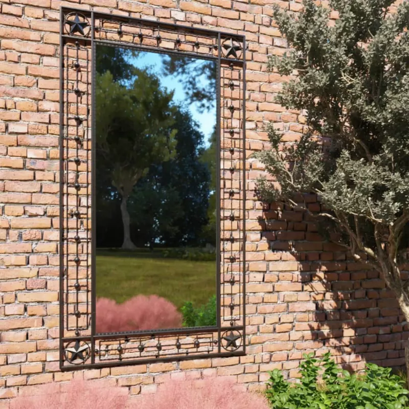 Oglindă de perete de grădină, negru, 60x110 cm, dreptunghiular, [],mobideco.ro