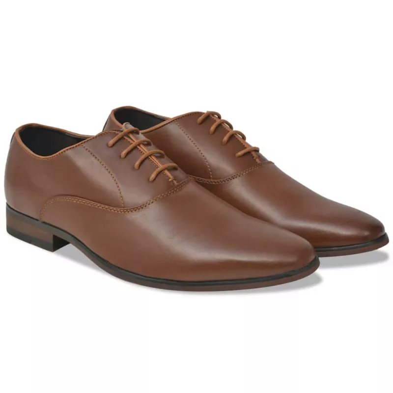 Pantofi business bărbați, cu șiret, mărime 44, piele PU, maro, [],mobideco.ro