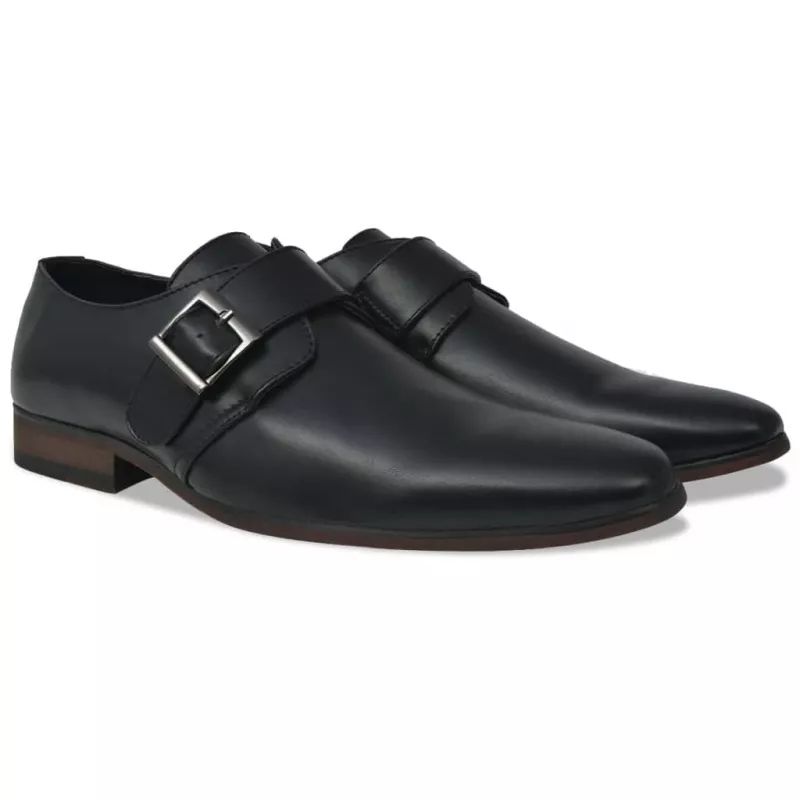 Pantofi cu cataramă, bărbați, mărime 40, piele PU, negru, [],mobideco.ro