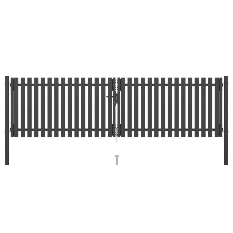 Poartă de gard grădină, antracit, 4 x 1,25 m, oțel, [],https:mobideco.ro