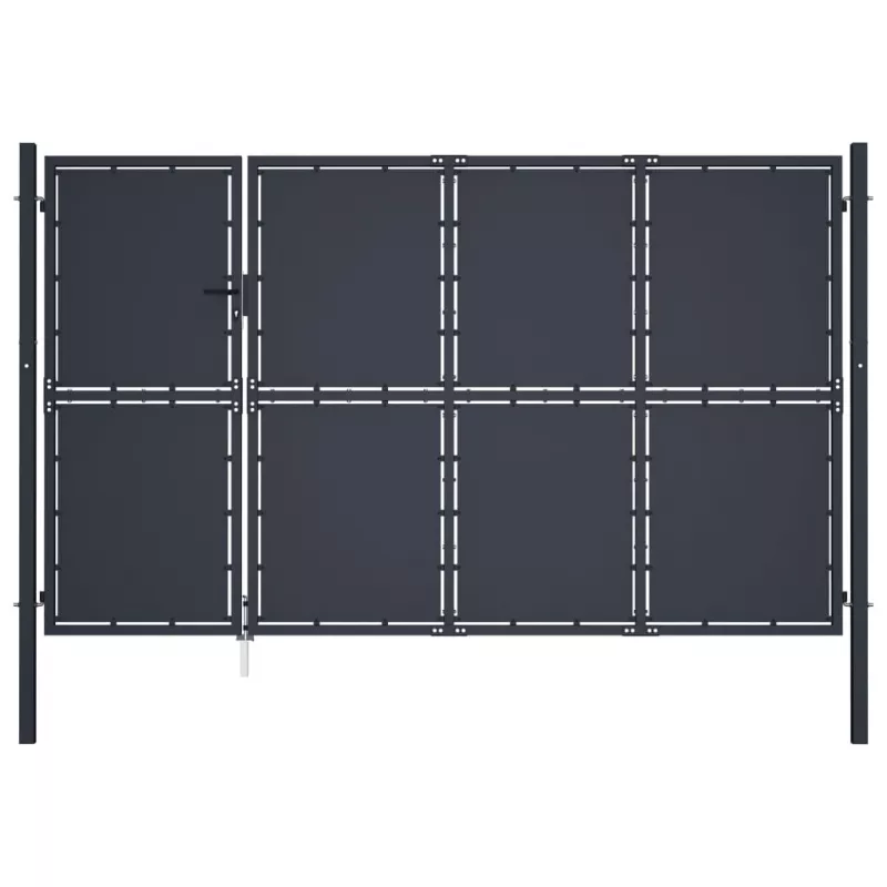 Poartă de grădină, antracit, 350 x 150 cm, oțel, [],https:mobideco.ro