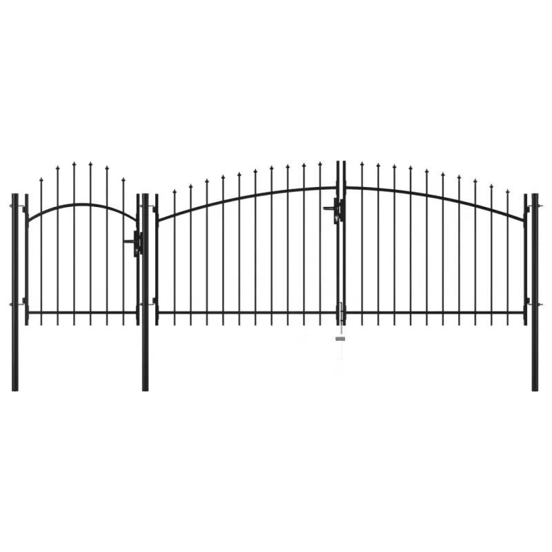 Poartă de grădină, negru, 2 x 4 m, oțel, [],https:mobideco.ro