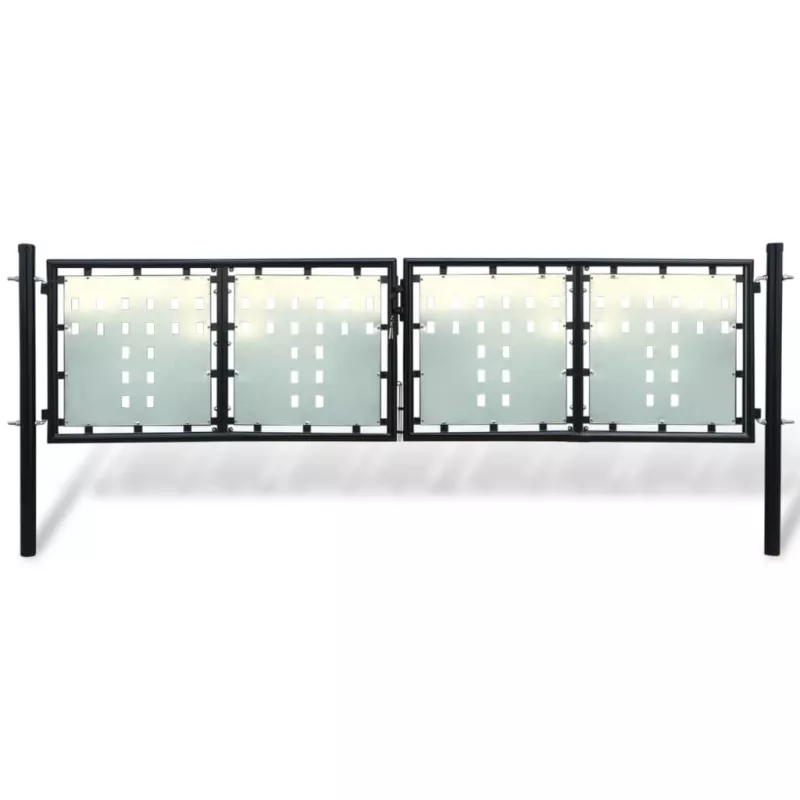 Poartă dublă neagră pentru gard 300 x 150 cm, [],https:mobideco.ro