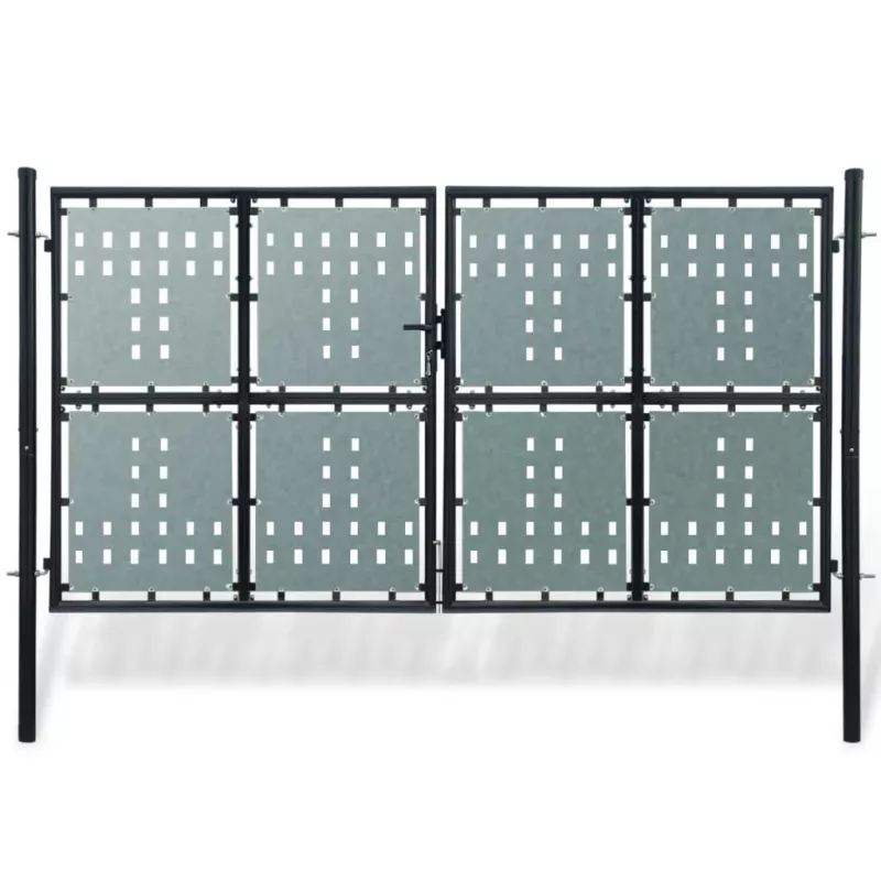 Poartă dublă neagră pentru gard 300 x 200 cm, [],https:mobideco.ro