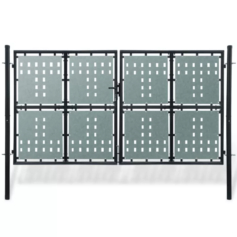 Poartă dublă neagră pentru gard 300 x 225 cm, [],https:mobideco.ro