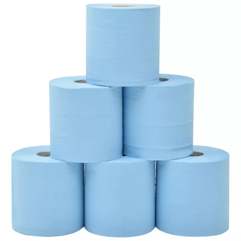 Prosoape hârtie industrială 2 straturi, albastru, 6 role, 20 cm, [],mobideco.ro