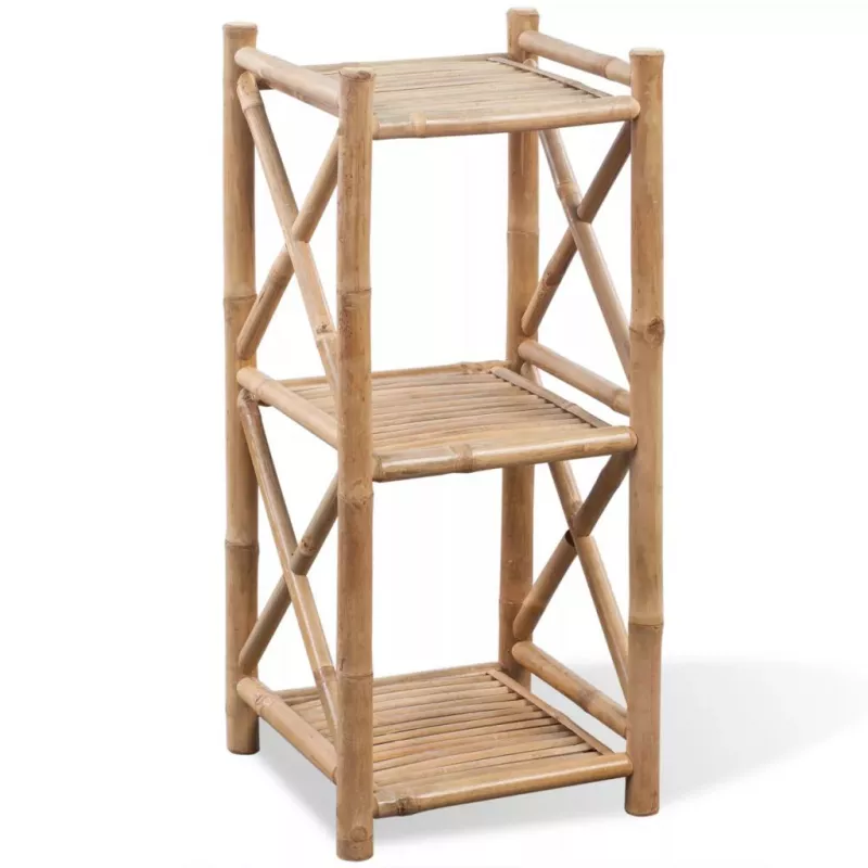 Raft pătrat cu 3 niveluri din bambus, [],mobideco.ro