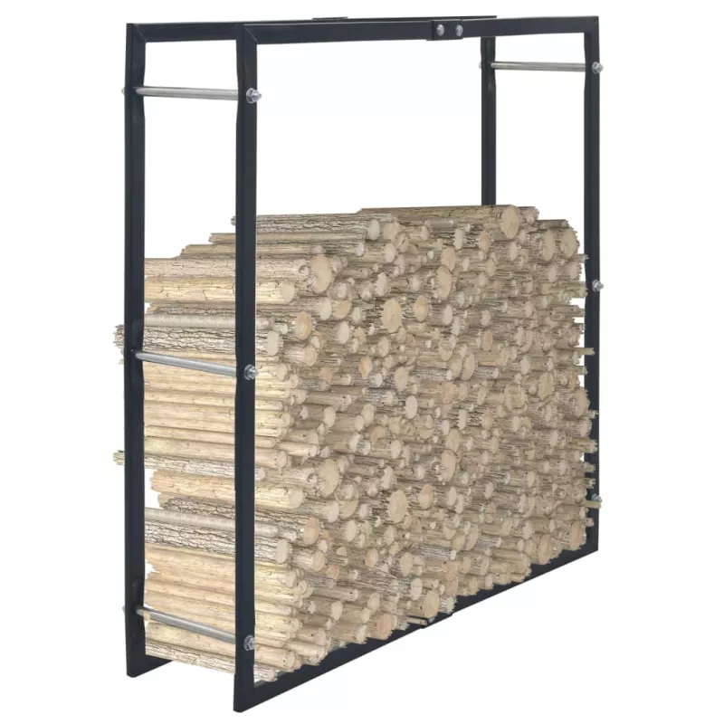 Rastel pentru lemne de foc, negru, 100x25x100 cm, oțel, [],https:mobideco.ro