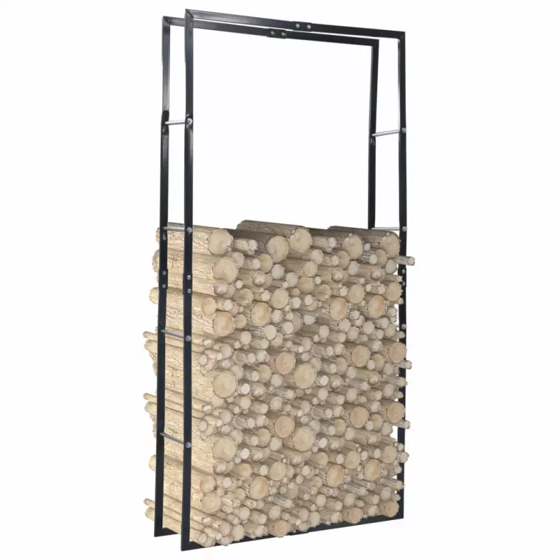 Rastel pentru lemne de foc, negru, 100x25x200 cm, oțel, [],https:mobideco.ro