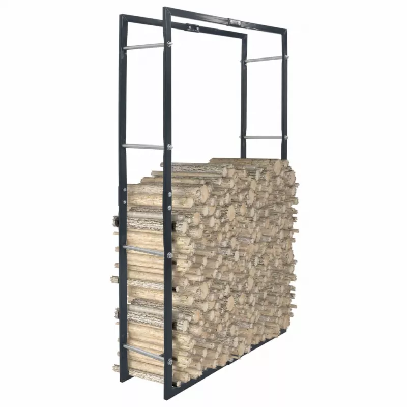 Rastel pentru lemne de foc, negru, 80x25x150 cm, oțel, [],https:mobideco.ro