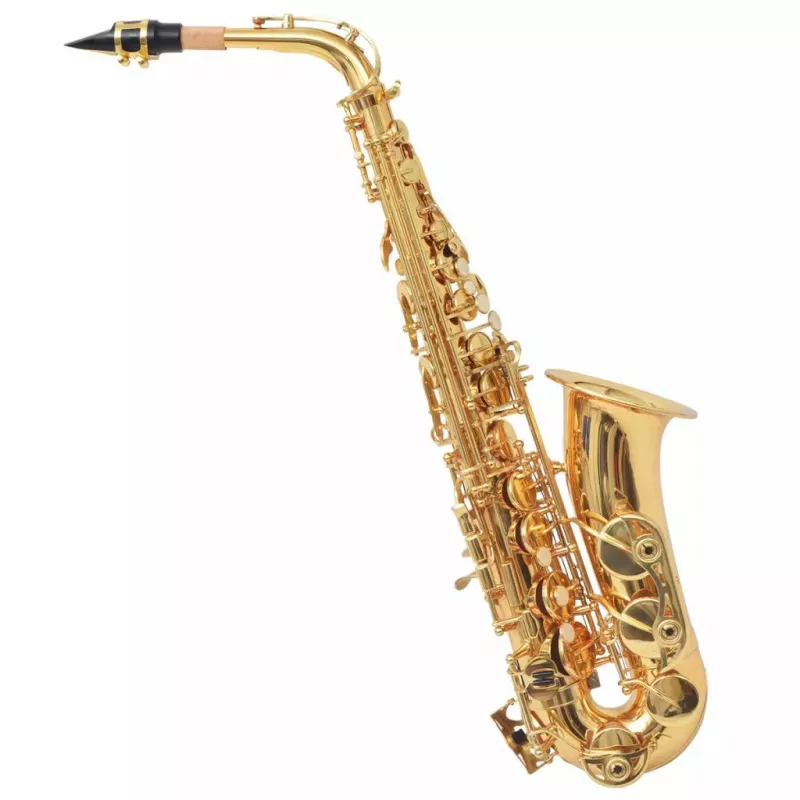 Saxofon din alamă galbenă cu luciu auriu, [],mobideco.ro