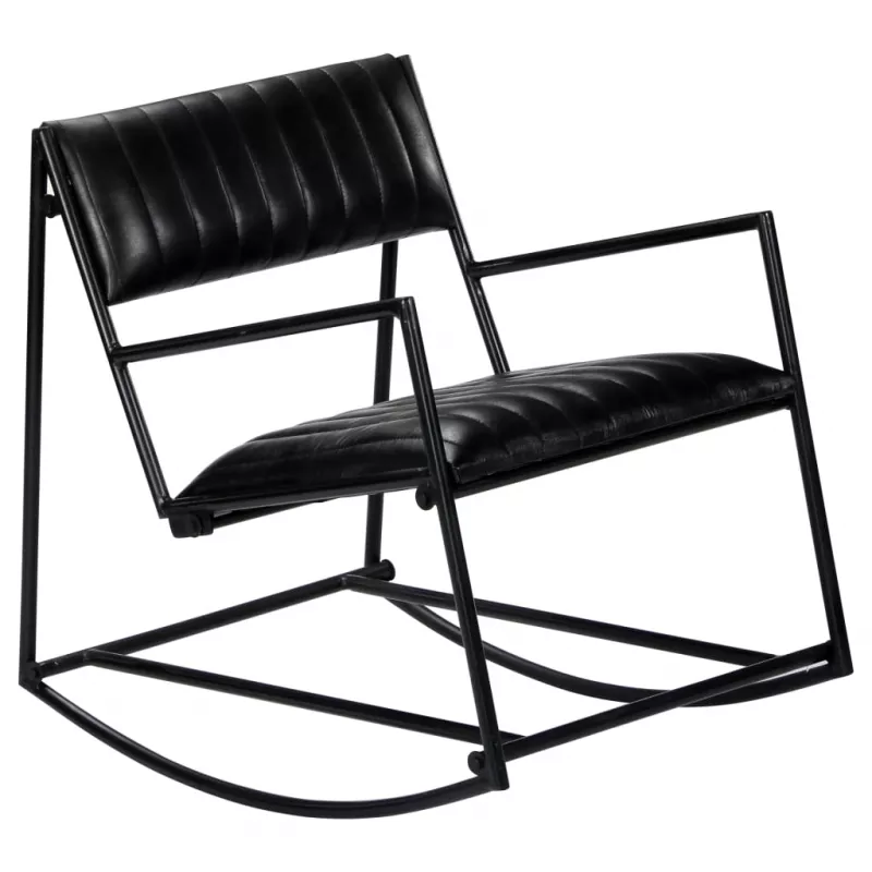 Scaun balansoar, negru, piele naturală, [],https:mobideco.ro