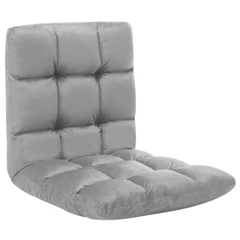 Scaun de podea pliabil, gri deschis, microfibră, [],https:mobideco.ro