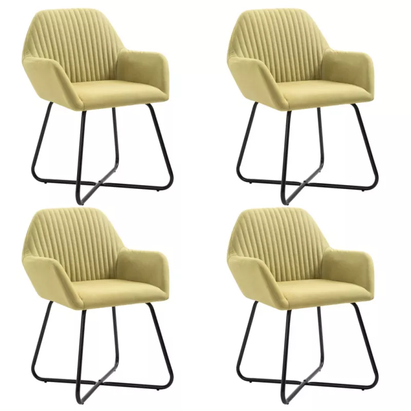 Scaune de bucătărie, 4 buc., verde, material textil, [],https:mobideco.ro