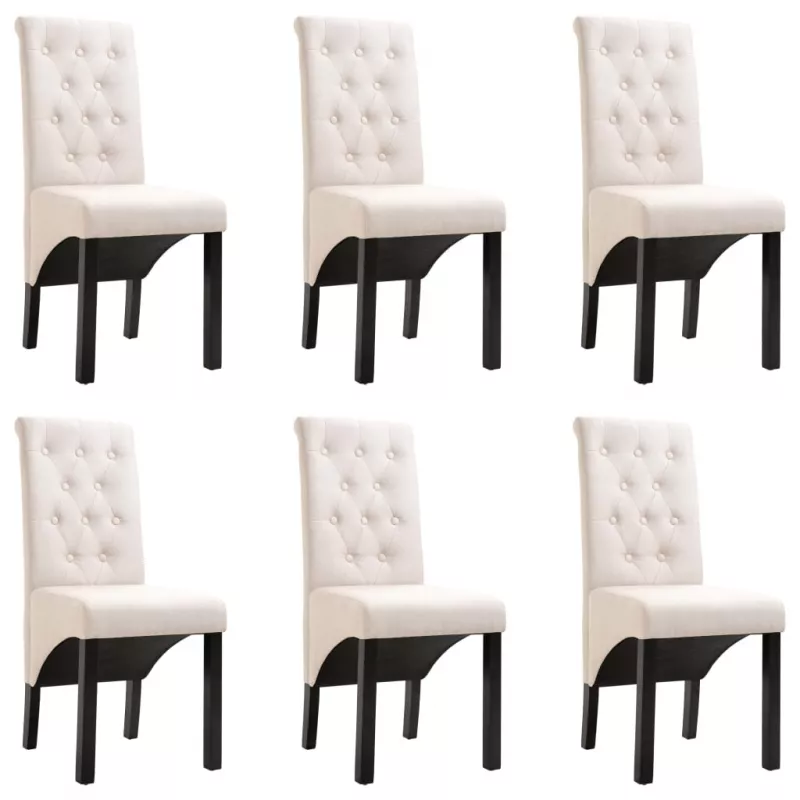 Scaune de bucătărie, 6 buc., crem, material textil, [],https:mobideco.ro