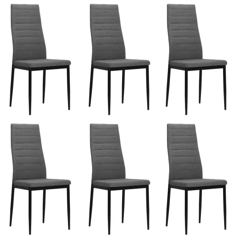 Scaune de bucătărie, 6 buc., gri deschis, material textil, [],https:mobideco.ro
