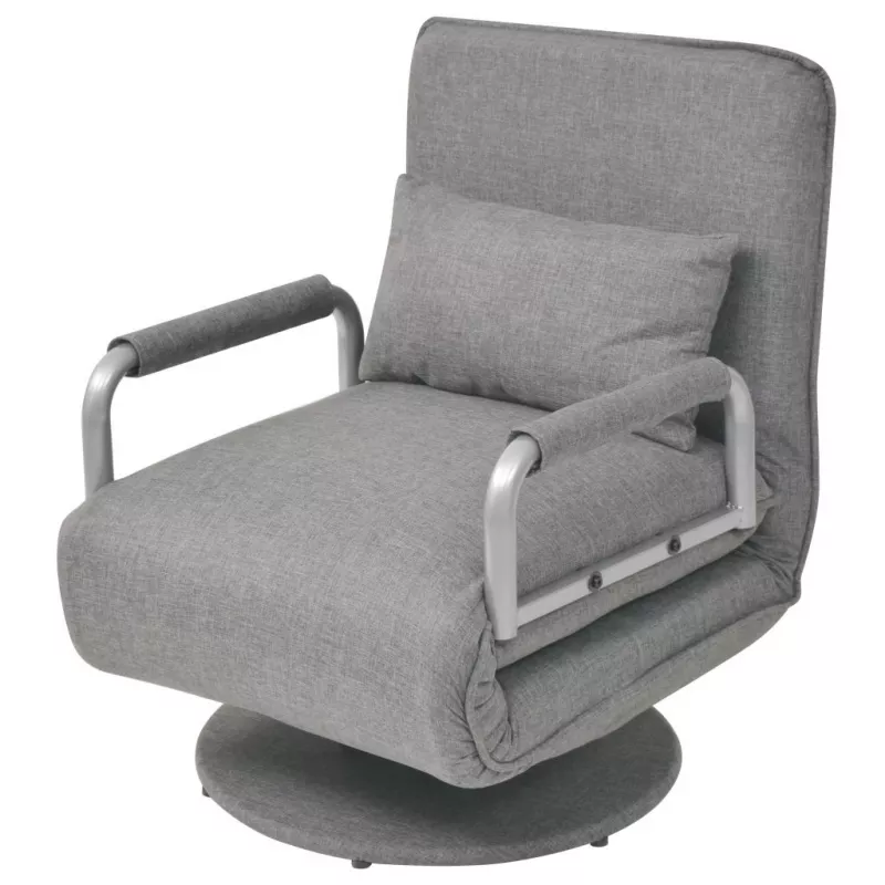 Scaun pivotant și canapea extensibilă, gri deschis, textil, [],mobideco.ro