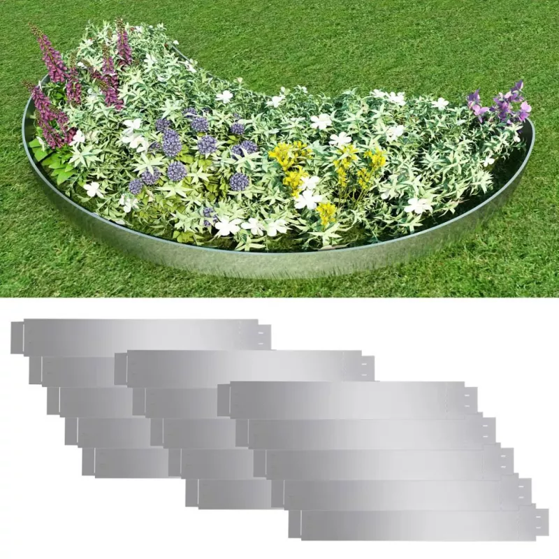 Set 15 separatoare flexibile pentru gazon, oțel galvanizat, 100 x 15cm, [],https:mobideco.ro