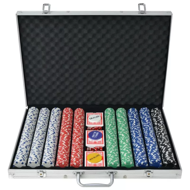 Set de poker cu 1000 de jetoane din aluminiu, [],mobideco.ro