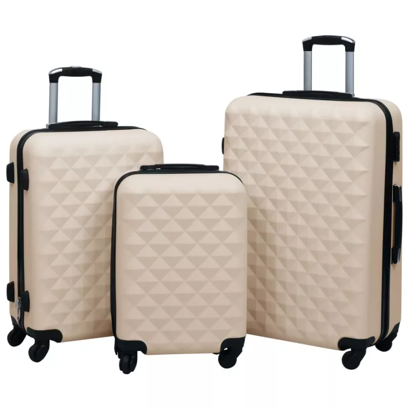 Set de valize cu carcasă rigidă, 3 piese, auriu, ABS, [],mobideco.ro