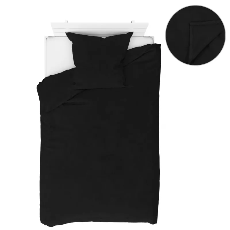 Set lenjerie pat, negru, 155x200/80x80 cm, fleece, [],mobideco.ro