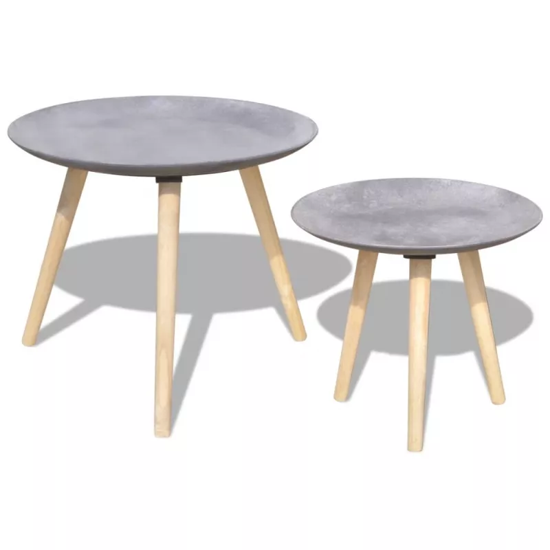 Set masă laterală/masă de cafea, 2 piese, 55 & 44 cm, gri beton, [],mobideco.ro