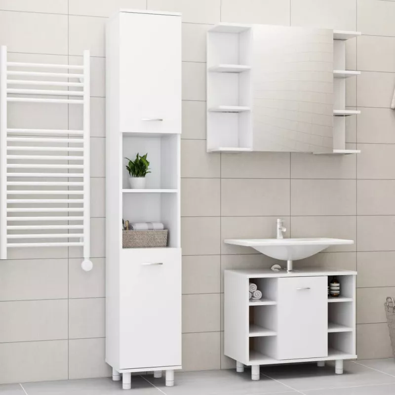 Set mobilier baie, 3 piese, alb, PAL, [],https:mobideco.ro