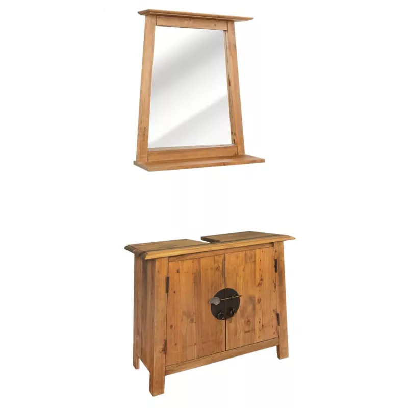 Set mobilier baie din lemn masiv de pin reciclat, [],https:mobideco.ro