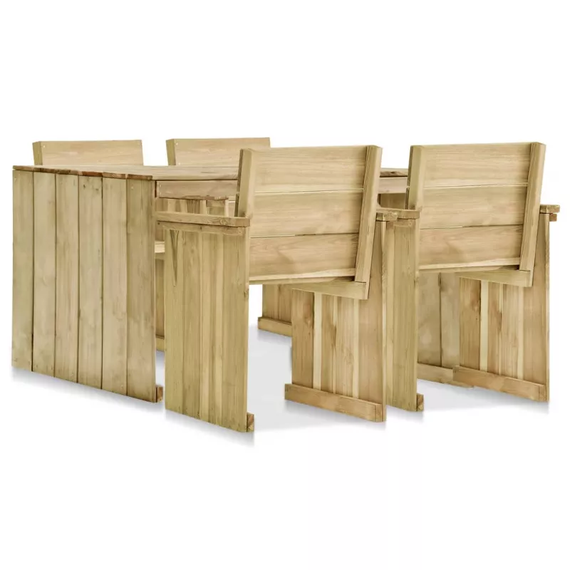 Set mobilier de exterior, 5 piese, lemn de pin tratat, [],mobideco.ro