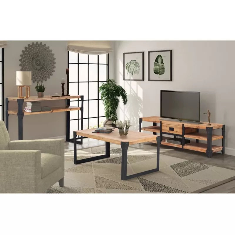 Set mobilier de sufragerie, 3 piese, lemn masiv de acacia, [],mobideco.ro