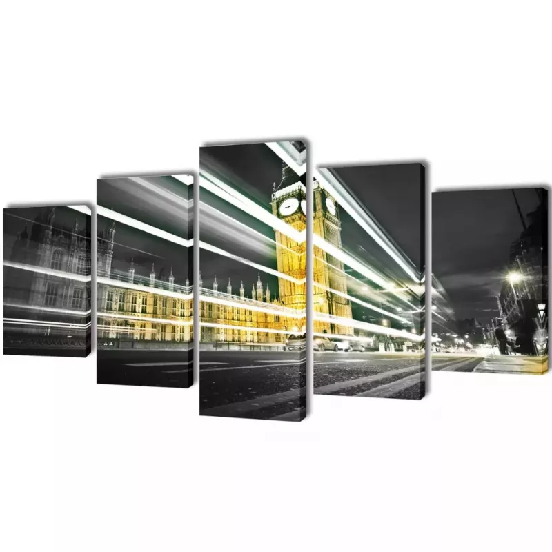 Set tablouri de perete cu imprimeu Londra Big Ben 200 x 100 cm, [],mobideco.ro