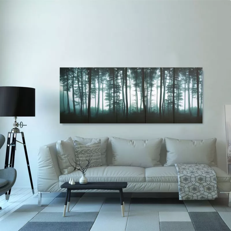 Set tablouri din pânză, imprimeu copaci, multicolor, 200x80 cm, [],mobideco.ro