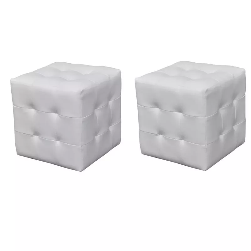 Set taburete cu formă cubică, Alb, [],mobideco.ro