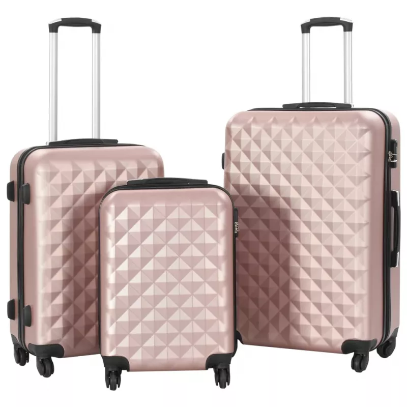 Set valiză carcasă rigidă, 3 buc., roz auriu, ABS, [],mobideco.ro