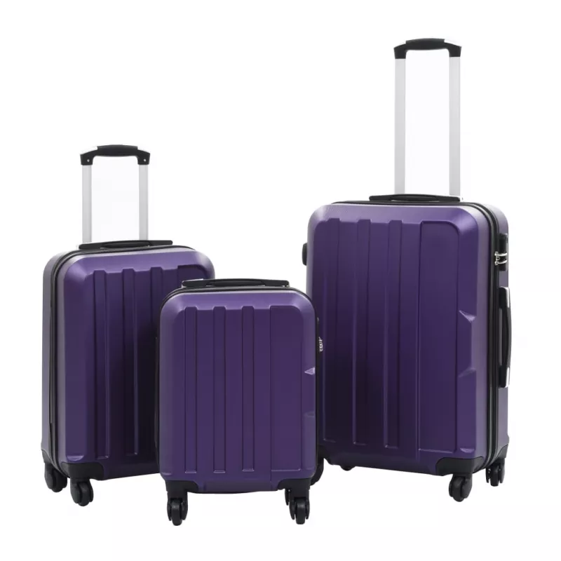 Set valize carcasă rigidă, 3 buc., mov, ABS, [],mobideco.ro