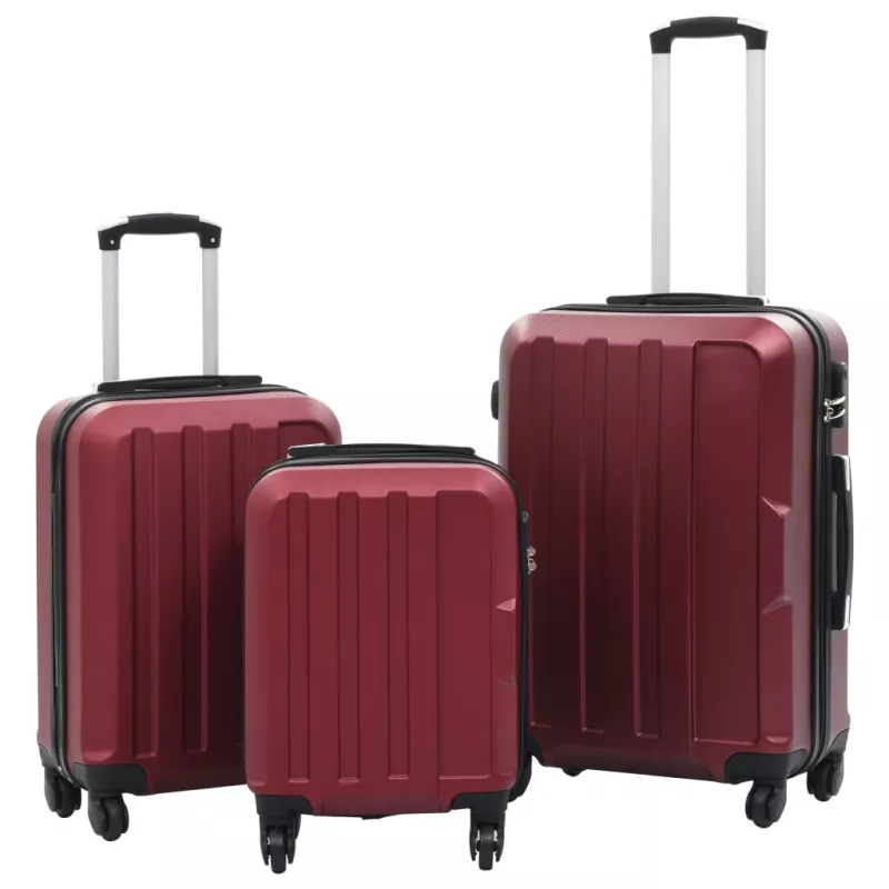 Set valize cu carcasă rigidă, 3 buc., roșu vin, ABS, [],mobideco.ro