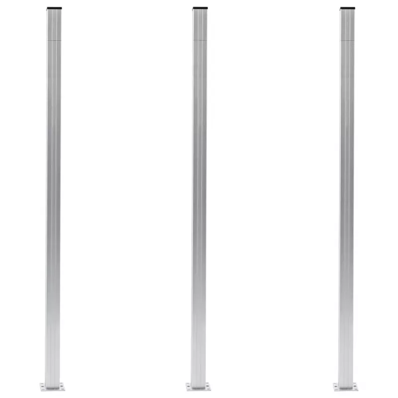 Stâlpi de gard, 3 buc., 185 cm, aluminiu, [],https:mobideco.ro