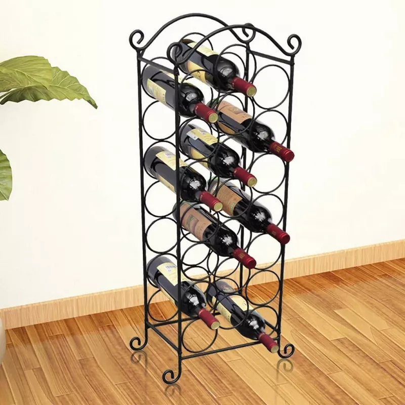 Suport sticle de vin pentru 21 de sticle, metal, [],mobideco.ro