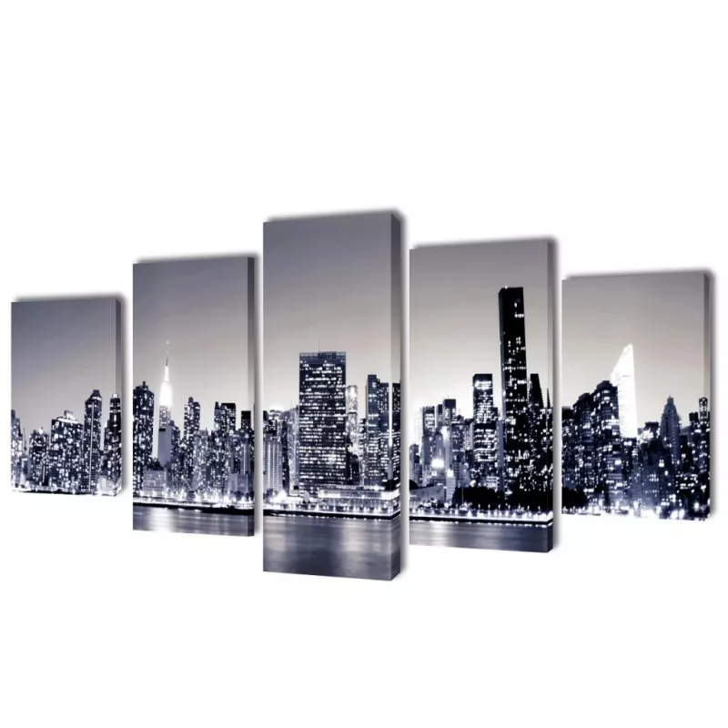 Tablouri pânză imprimate monocrome, panorama New York 100 x 50 cm, [],mobideco.ro