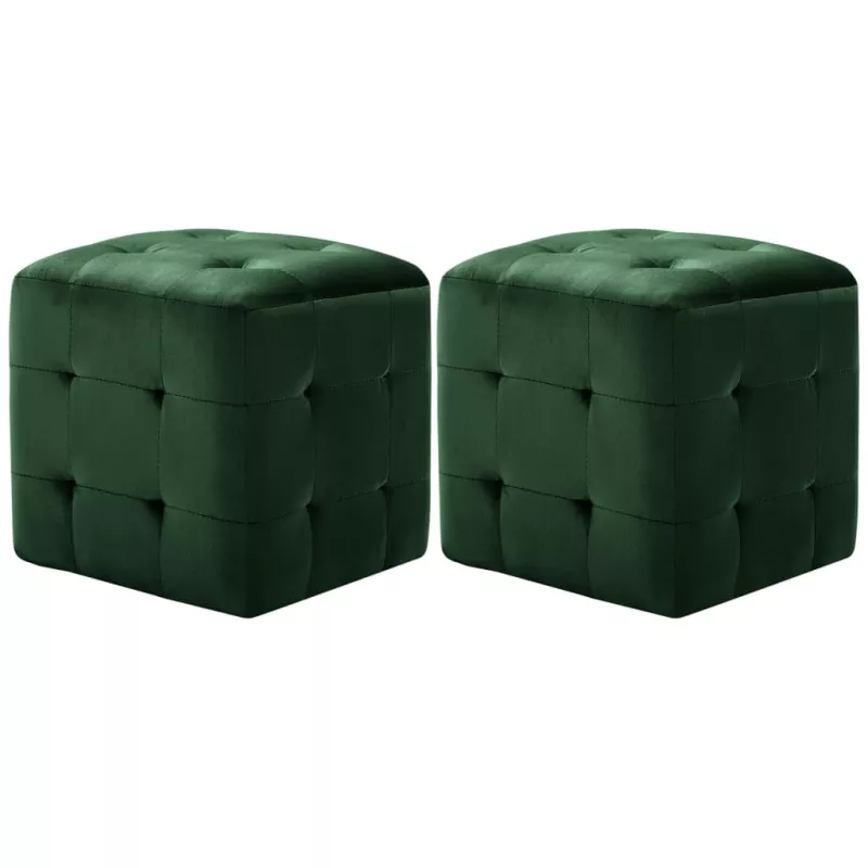 Taburet, 2 buc., verde, 30 x 30 x 30 cm, țesătură catifea, [],https:mobideco.ro