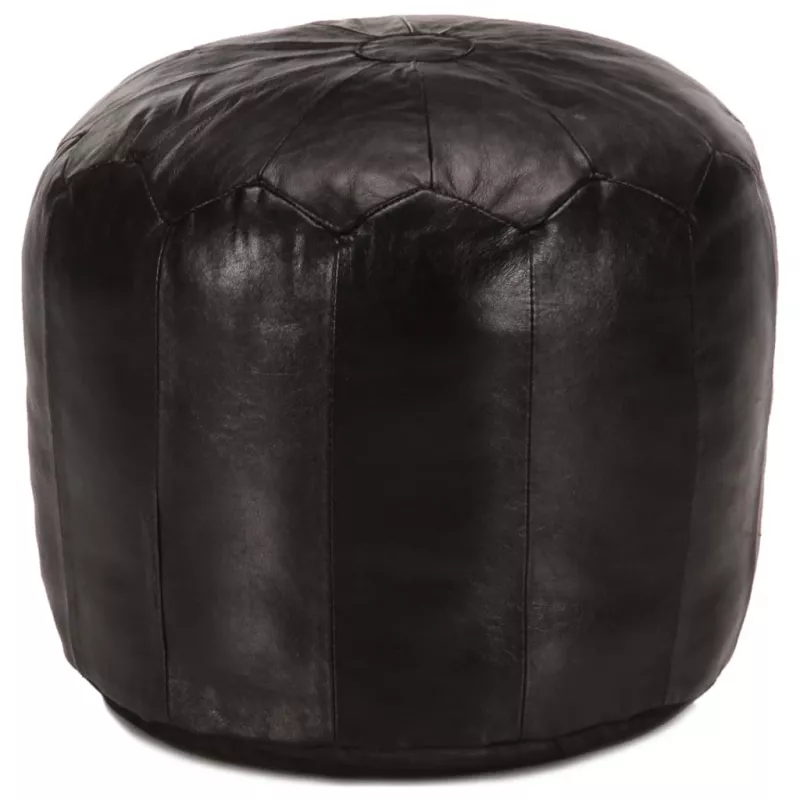 Taburet, negru, 40x35 cm, piele naturală de capră, [],https:mobideco.ro