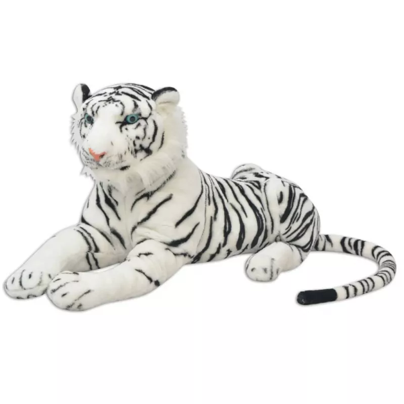 Tigru de jucărie din pluș, XXL, alb, [],mobideco.ro