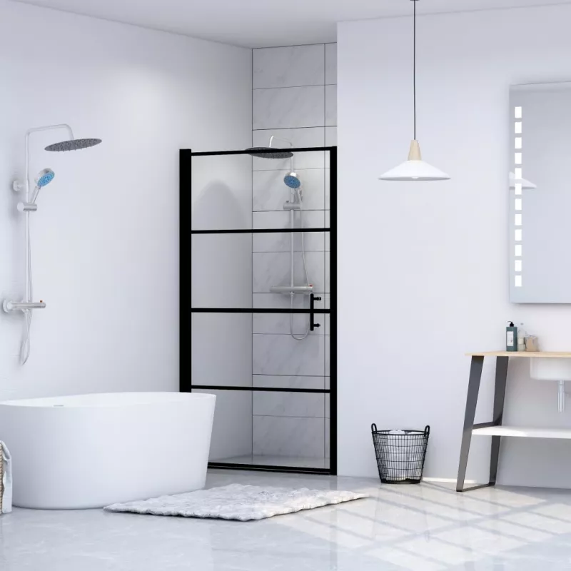 Ușă de duș, negru, 100 x 178 cm, sticlă securizată, [],mobideco.ro